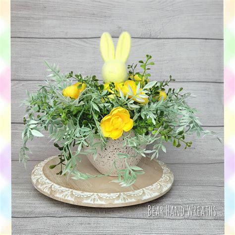 Flocked Easter Bunny Table Centerpiece Easter Spring Floral