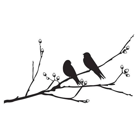 Birds On A Branch Wall Sticker Silhouette Decor Silhouette Tattoos