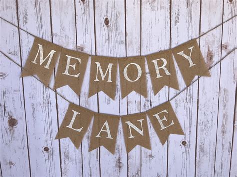 MEMORY LANE Burlap Banner Class Reunion Decor Retirement Etsy