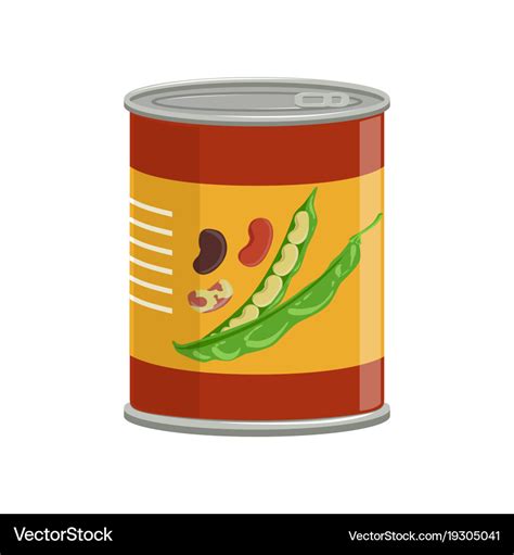 Cartoon aluminum can with kidney beans food Vector Image