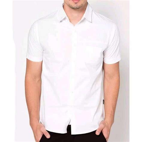 Jual Baju Formal Pendek Putih Polos Kemeja Formal Pria Baju Kantor