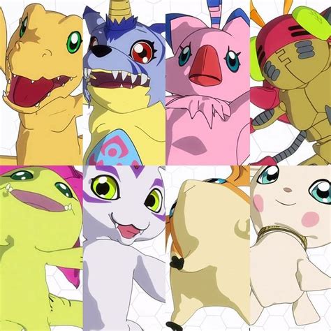 Digimon Tri Rookies Agumon Gabumon Piyomon Biyomon Tentomon Palmon