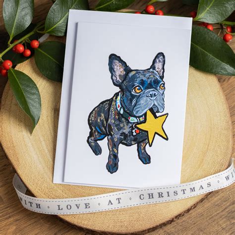 Star French Bulldog Christmas Card – Pet Portrait Illustration