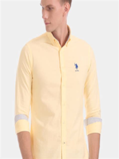 Buy U S Polo Assn Men Yellow Regular Fit Solid Casual Shirt Shirts