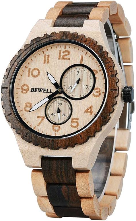 Bewell Relojes Madera Hombre Anal Gico Cuarzo Japon S Con Correa De