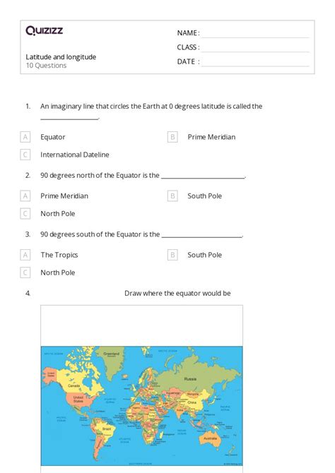 50 Latitude And Longitude Worksheets For 4th Grade On Quizizz Free