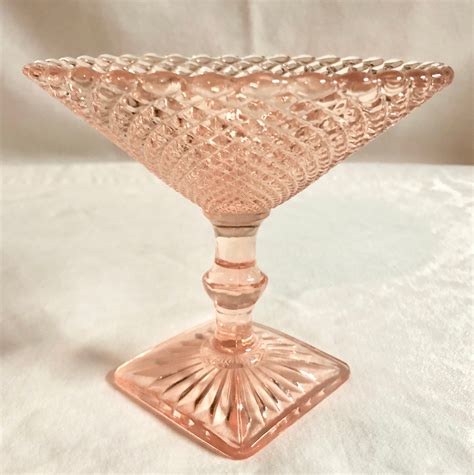 Antique Blush Pink Miss America Depression Glass Footed Candycompote Dish Anchor Hocking