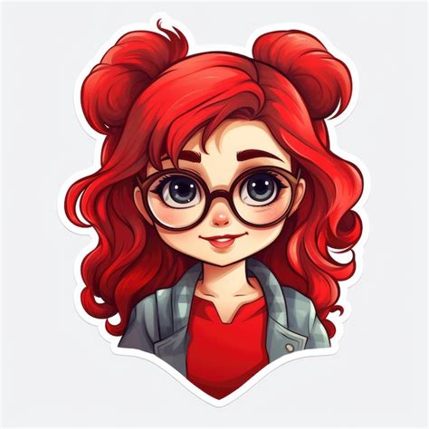 Premium Photo | A girl with red hair wearing glasses and a denim jacket ...