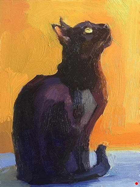 Adopt285 By Katya Minkina Oil 8 X 6 Black Cat Art Black Cat