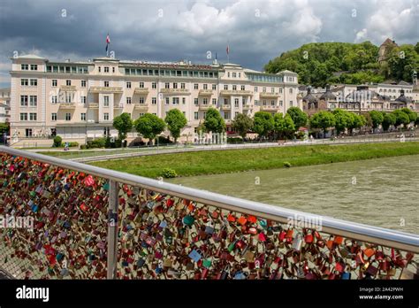 Salzburg Austria May 15 2017 Makartsteg Bridge Over The Salzach