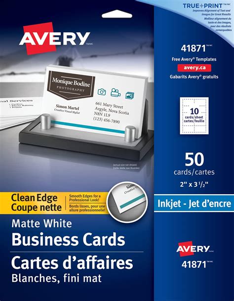 AVERY Lot de 250 cartes de visite perforées rectangulaires pour