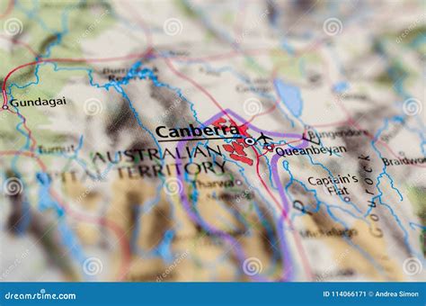 Canberra on map stock image. Image of paper, directions - 114066171