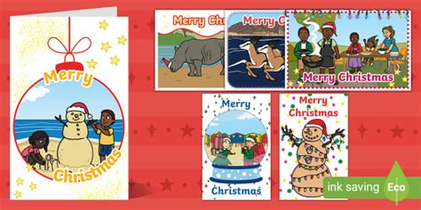 Merry Christmas Card Design | Christmas Card Pack - Twinkl