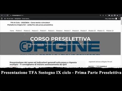 Tfa Sostegno Ix Ciclo Prima Parte Preselettiva Youtube