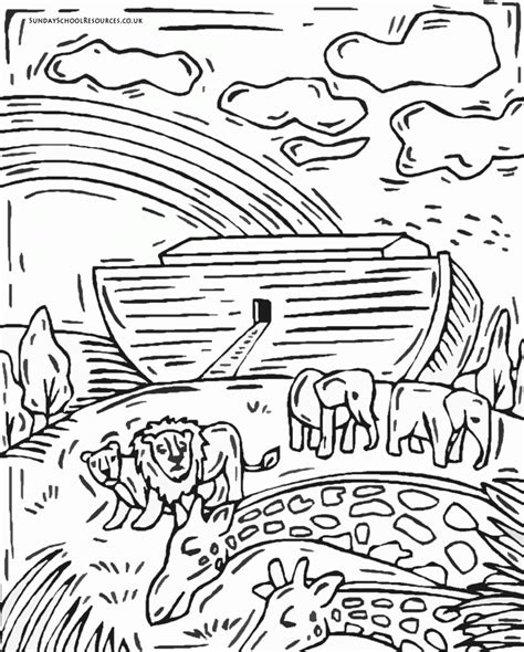 Noah Ark With Color Coloring Pages