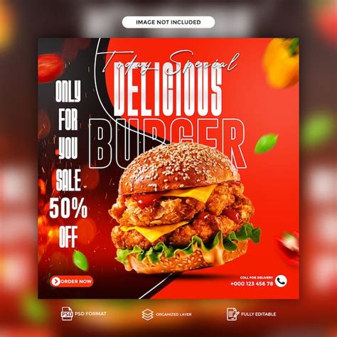 Köstliches Burger Speisemenü Social Media Und Instagram Post Template