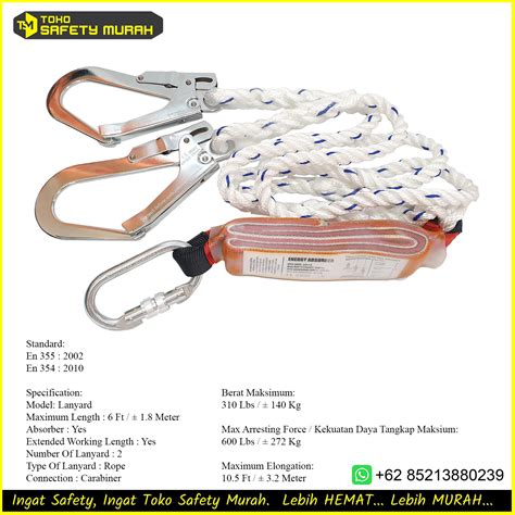 Lanyard Absorber Double Big Hook Alat Safety Tali Pengaman Badan