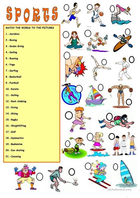 Vocabulary Sports English Esl Worksheets For Distance Learning And