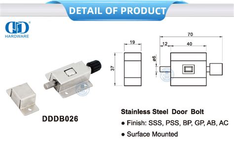 Stainless Steel Door Surface Mounted Flush Bolt For Sliding Door