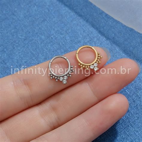 Piercing Argola Segmento Articulado A O Cir Rgico Pedras Strass