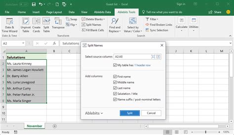 Use Split Names To Separate First And Last Name In Excel