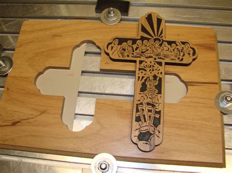 Cnc Wood Patterns Cross With Last Supper Scene V Carve Cnc Wood Router Art Pattern By