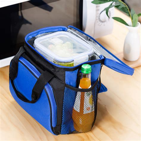 Large Capacity Insulated Portable Lunch Bag With Mesh Pocket Thermal