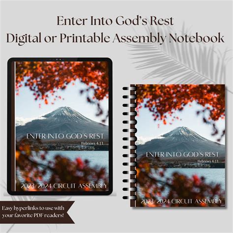 Enter Into Gods Rest JW Assembly DIGITAL Or PRINTABLE Notebook Mountain