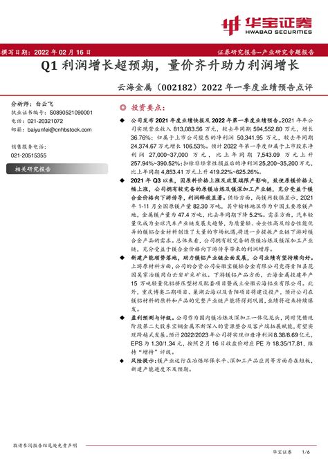 2022年一季度业绩预告点评：q1利润增长超预期，量价齐升助力利润增长 洞见研报 行业报告