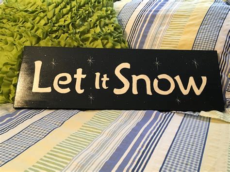 Let It Snow Hand Painted Wooden Wall Art Mantel Hearth Shelf Sign Chri