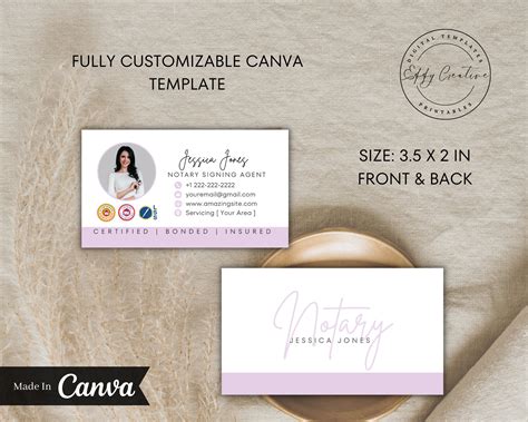 Modern Notary Business Card Template Notary Digital Card Etsy