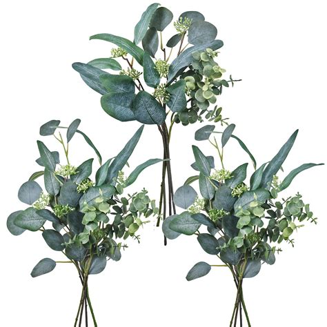 Winlyn 14 Pcs Mixed Eucalyptus Leaves Stems Bulk Artificial Greenery