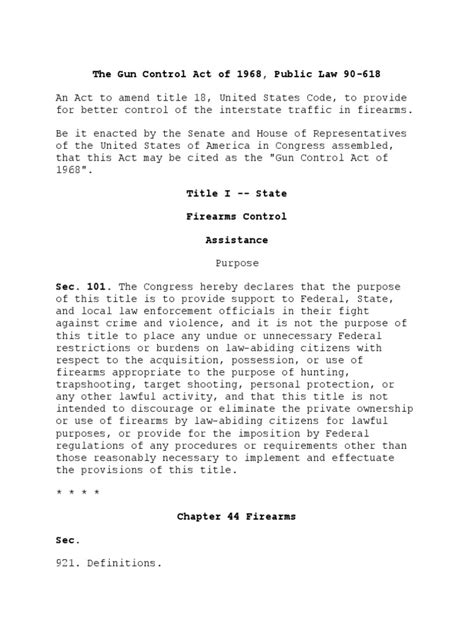 The Gun Control Act Of 1968 Overview Of Gun Laws By Nation Magazine Firearms