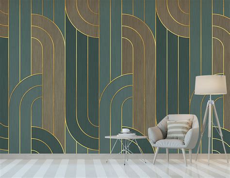 Art Deco Wallpaper Lines Abstract Modern Geometric Removable Etsy Uk