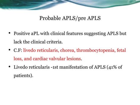 Antiphospholipid Antibody Syndrome Updated Guidelines Ppt