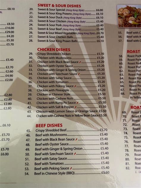 Menu at Golden Palace fast food, Honiton