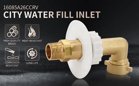 Kipa Rv City Water Fill Inlet Flange Brass With Hose Elbow Check Valve Hookup