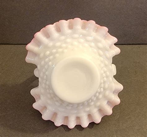 Small Fenton Pink Hobnail Milk Glass Basket With White Handle Etsy Australia