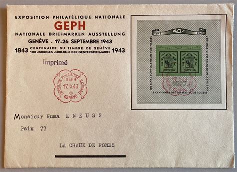 FDC GEPH Block 1943 W18 SBK 110 Fr Kaufen Auf Ricardo