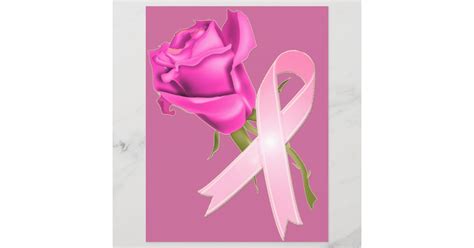 Pink Ribbon With Rose Breast Cancer Awareness Zazzle