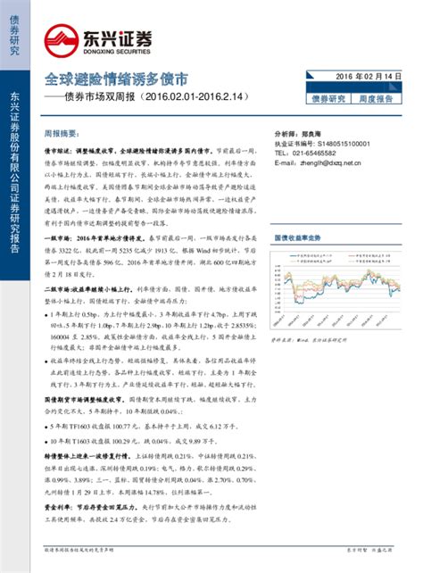 债券市场双周报：全球避险情绪诱多债市