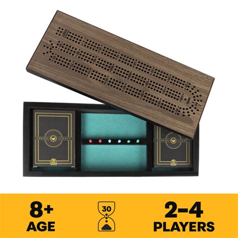 Legacy Deluxe Cribbage Classic Game With Lined Wooden Case And Colored