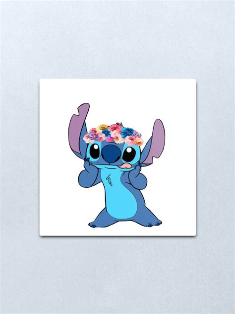 "Stitch from Lilo and Stitch with flower crown" Metal Print by Anoss2 ...