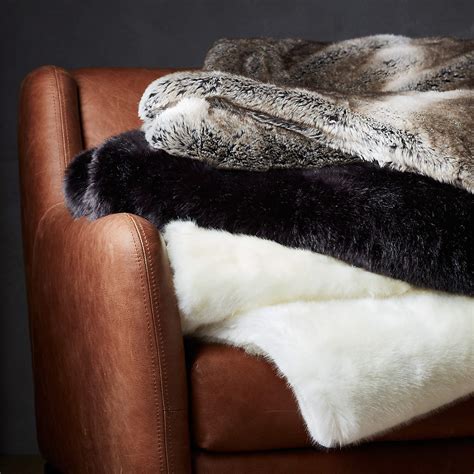 Light Grey Faux Fur Throw Blanket + Reviews | CB2