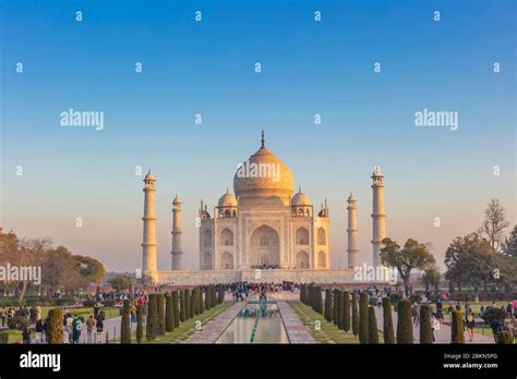 Taj Mahal At Sunrise Agra Uttar Pradesh India Stock Photo Alamy