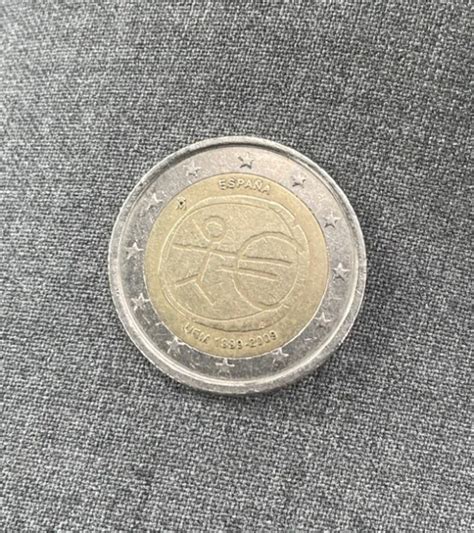 PIÈCE DE 2 euros rare bonhomme uem Espagne 1999 2009 EUR 40 00