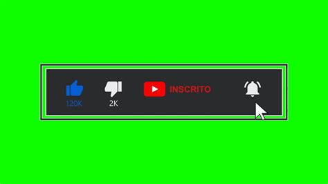 Green Screen Inscreva se Botão opções de Like Inscrito Sininho