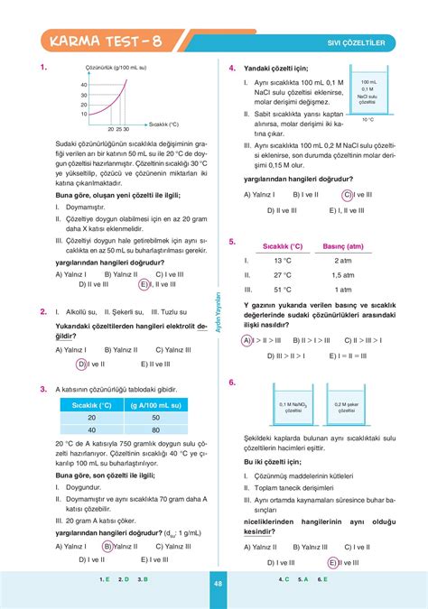 AYT Kimya 11 Sınıf Ders İşleyiş Modülleri Modül 4 Sıvı Çözeltiler