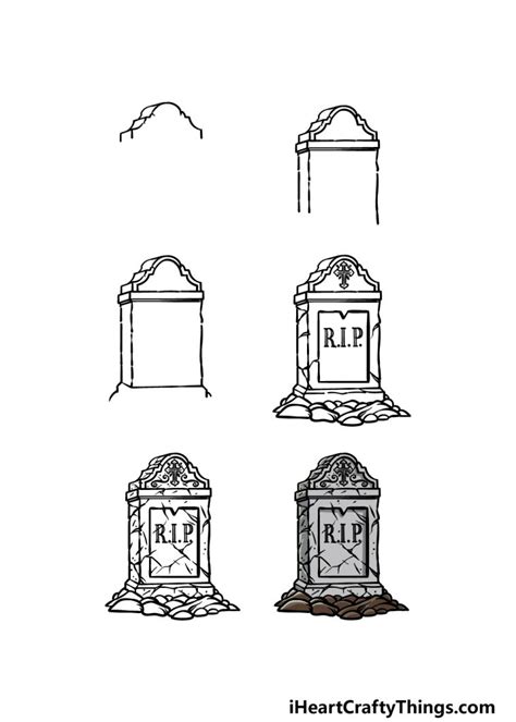 Tombstone Drawing - How To Draw A Tombstone Step By Step