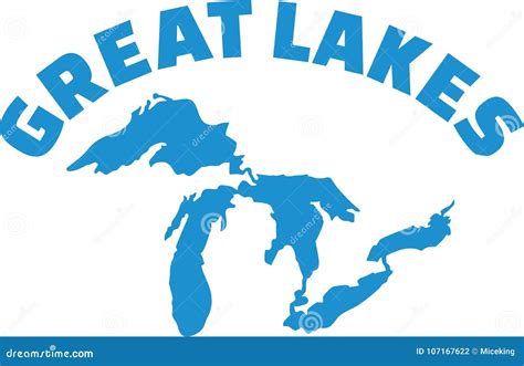 All Of The Great Lakes Vector Map Pencil Sketch. Superior, Michigan ...